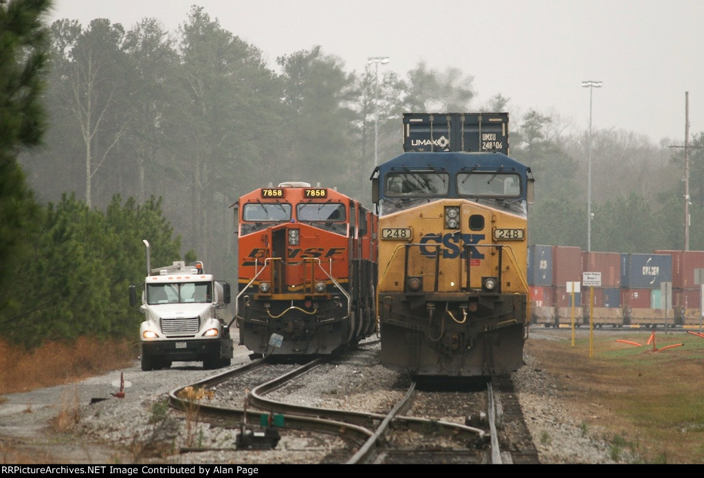 CSX 248 alongside BNSF 7858